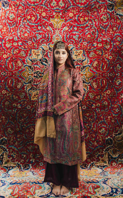 Kashmiri Kalamkari Sozni Shawl - Almond Multi Colour | Handmade - Kashmir Jama