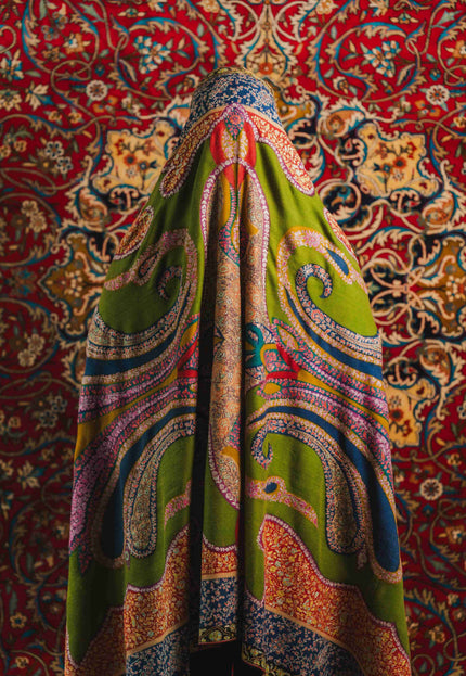 Kashmiri Kalamkari Sozni Shawl - Multi Colour | Handmade - Kashmir Jama