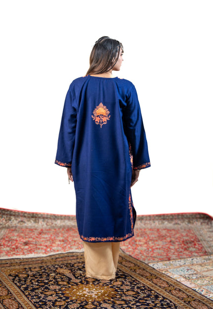 Kashmiri Aari Work Phiran - Royal Blue - Kashmir Jama