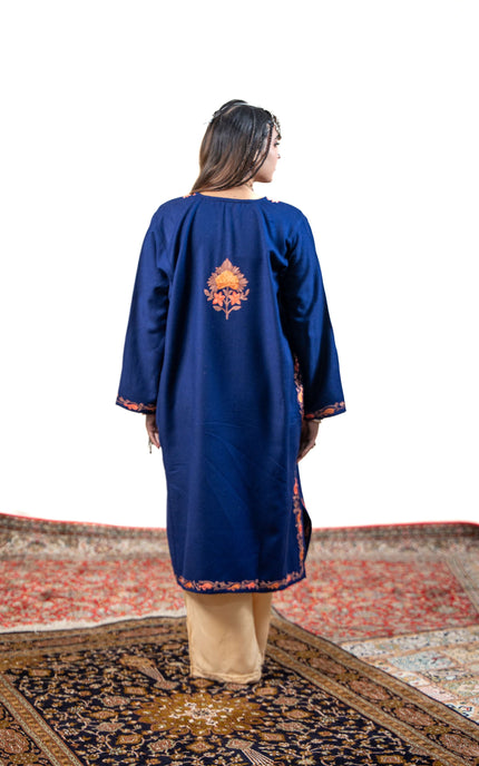 Kashmiri Aari Work Phiran - Royal Blue - Kashmir Jama
