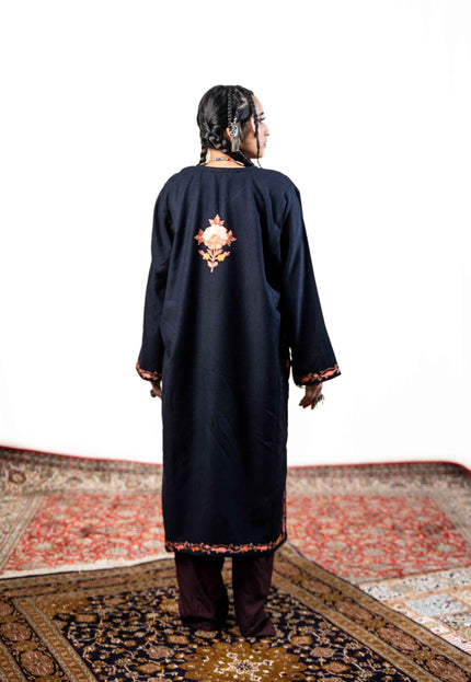 Kashmiri Aari Work Phiran - Black - Kashmir Jama