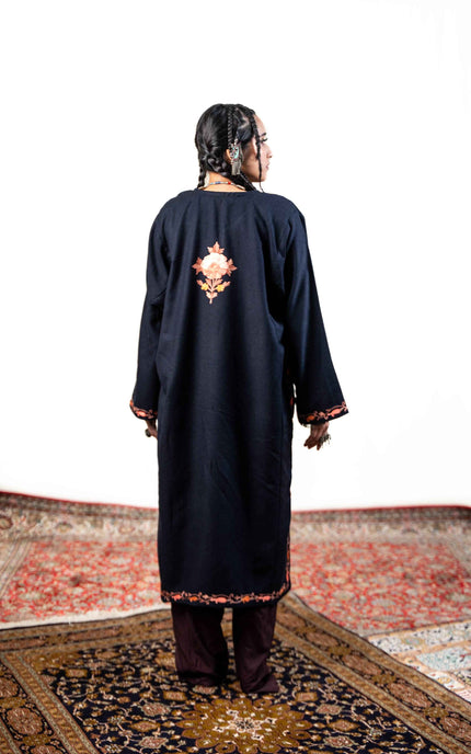 Kashmiri Aari Work Phiran - Black - Kashmir Jama