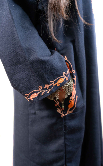 Kashmiri Aari Work Phiran - Black - Kashmir Jama