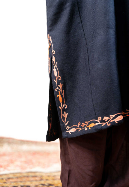 Kashmiri Aari Work Phiran - Black - Kashmir Jama