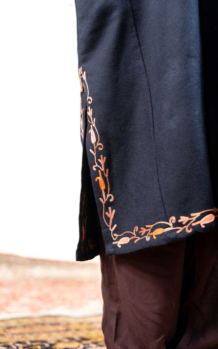 Kashmiri Aari Work Phiran - Black - Kashmir Jama