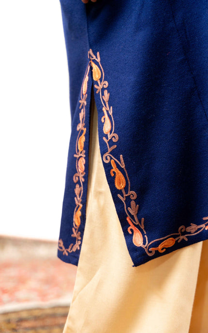 Kashmiri Aari Work Phiran - Royal Blue - Kashmir Jama