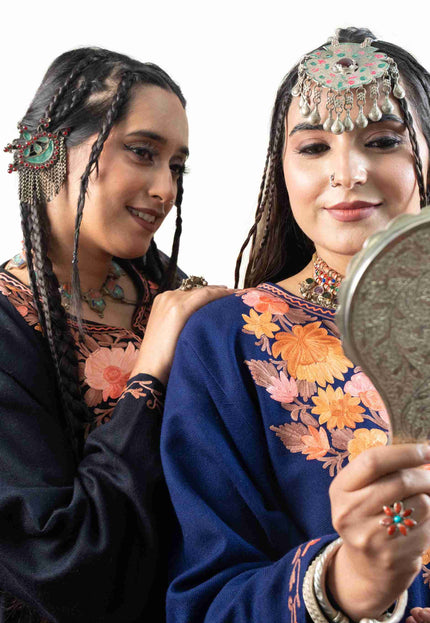 Kashmiri Aari Work Phiran - Black - Kashmir Jama
