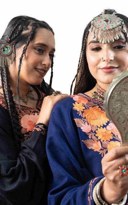 Kashmiri Aari Work Phiran - Black - Kashmir Jama