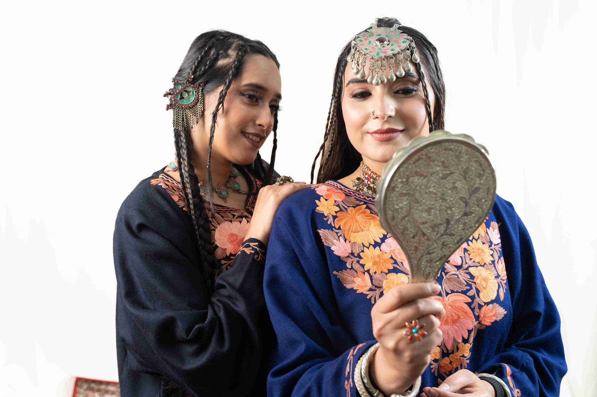 Kashmiri Aari Work Phiran - Black - Kashmir Jama