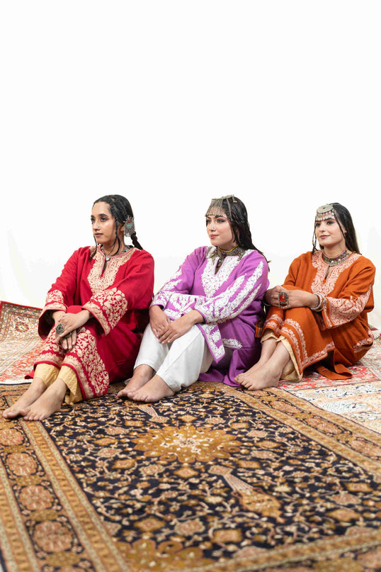 Kashmiri Aari Work Phiran - Mystic Purple - Kashmir Jama
