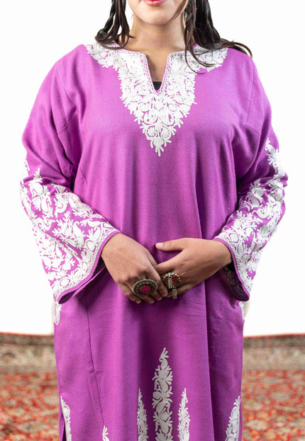 Kashmiri Aari Work Phiran - Mystic Purple - Kashmir Jama