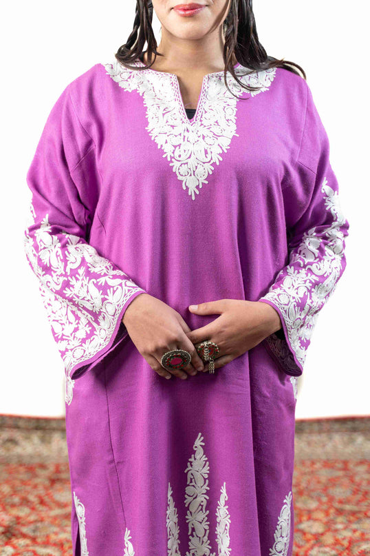 Kashmiri Aari Work Phiran - Mystic Purple - Kashmir Jama