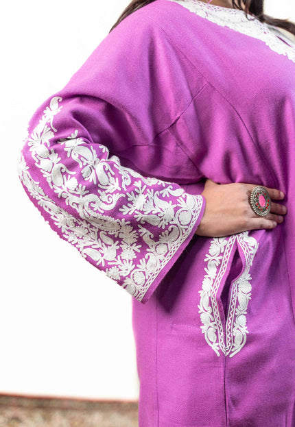 Kashmiri Aari Work Phiran - Mystic Purple - Kashmir Jama