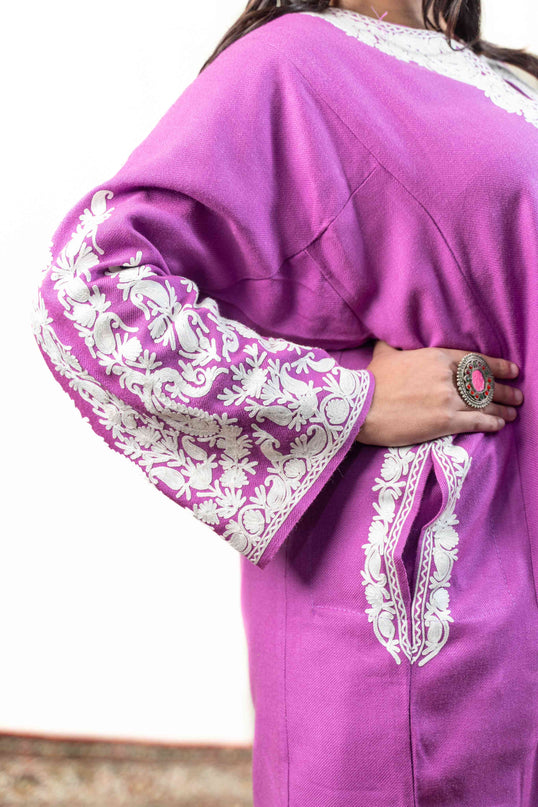 Kashmiri Aari Work Phiran - Mystic Purple - Kashmir Jama