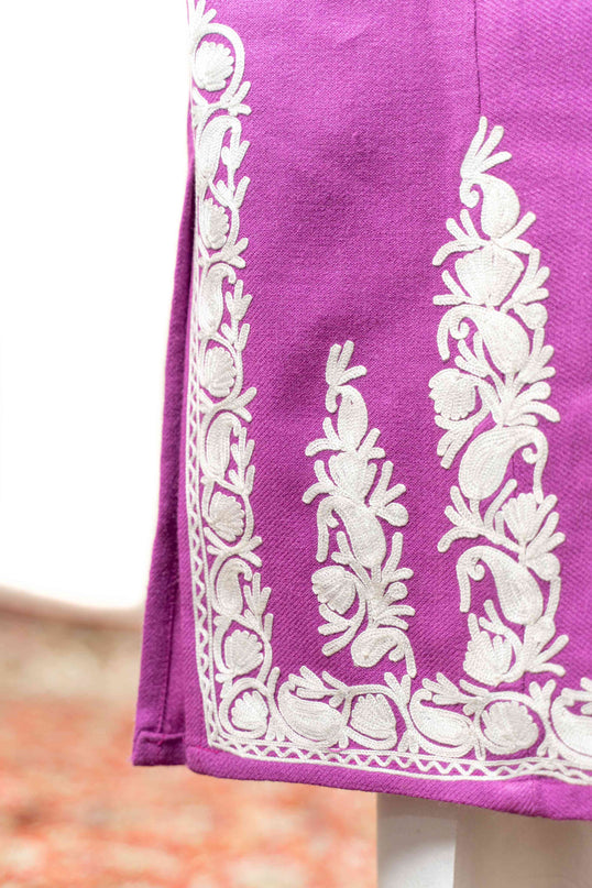 Kashmiri Aari Work Phiran - Mystic Purple - Kashmir Jama