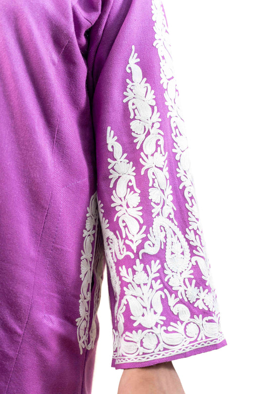 Kashmiri Aari Work Phiran - Mystic Purple - Kashmir Jama