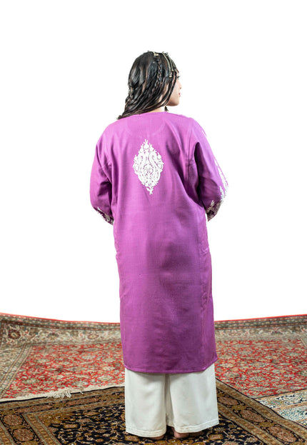 Kashmiri Aari Work Phiran - Mystic Purple - Kashmir Jama