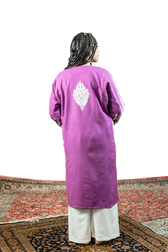 Kashmiri Aari Work Phiran - Mystic Purple - Kashmir Jama