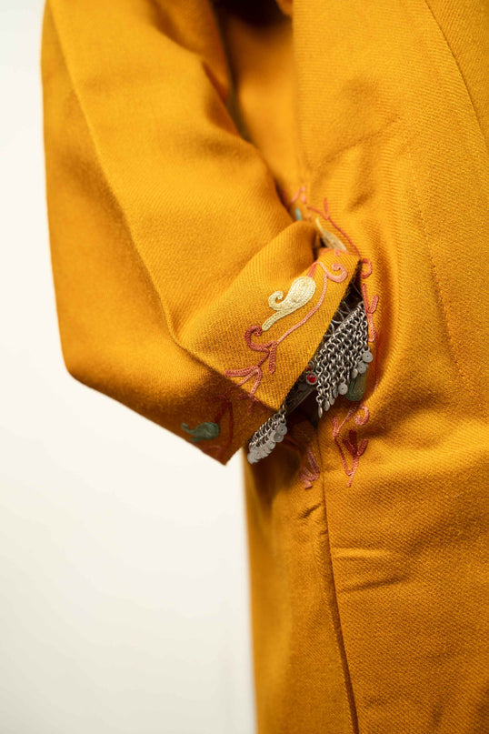 Kashmiri Aari Work Phiran - Mustard - Kashmir Jama