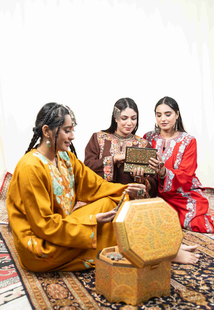Kashmiri Aari Work Phiran - Brown - Kashmir Jama