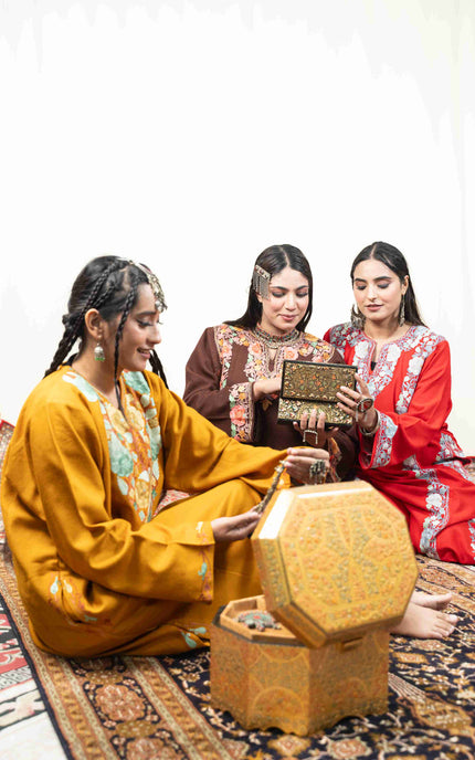 Kashmiri Aari Work Phiran - Brown - Kashmir Jama