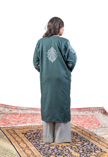 Kashmiri Aari Work Phiran - Tropical Teal - Kashmir Jama