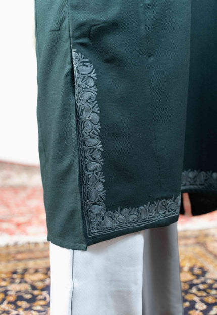 Kashmiri Aari Work Phiran - Tropical Teal - Kashmir Jama