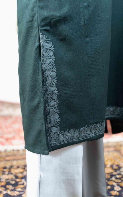 Kashmiri Aari Work Phiran - Tropical Teal - Kashmir Jama