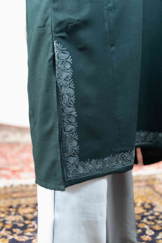 Kashmiri Aari Work Phiran - Tropical Teal - Kashmir Jama