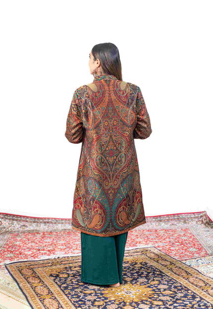 Kashmiri Kani With Zari Embroidery Jacket - Designer Maroon Zari | Silk Long - Kashmir Jama
