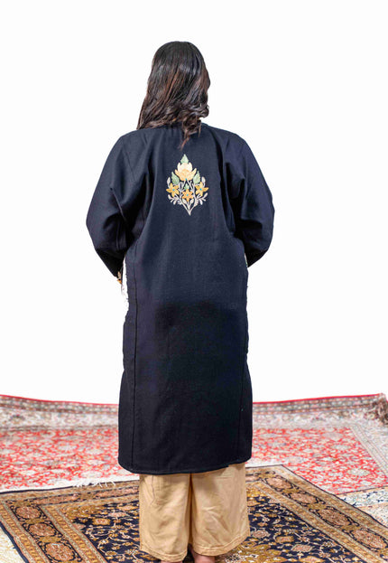 Kashmiri Pastel Aari Work Phiran - Black | Abshar - Kashmir Jama