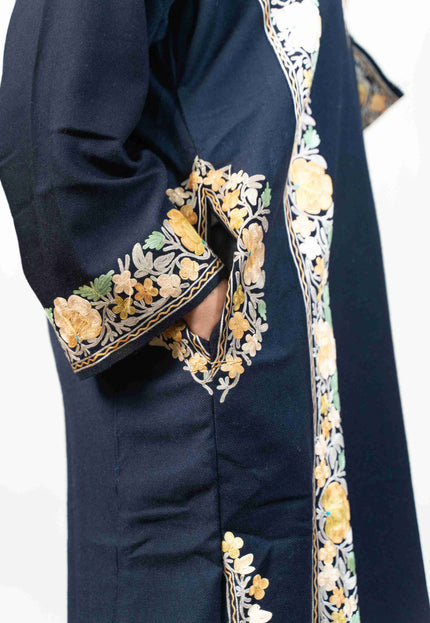 Kashmiri Pastel Aari Work Phiran - Black | Abshar - Kashmir Jama