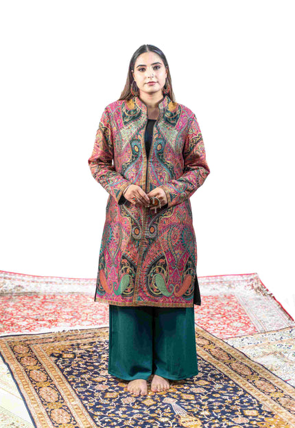 Kashmiri Kani With Aari Embrodiery Jacket - Designer Purple | Silk Long - Kashmir Jama