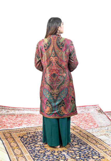 Kashmiri Kani With Aari Embrodiery Jacket - Designer Purple | Silk Long - Kashmir Jama