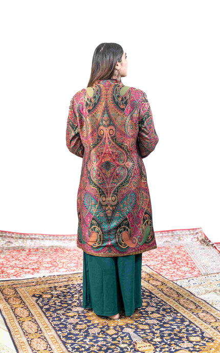 Kashmiri Kani With Aari Embrodiery Jacket - Designer Purple | Silk Long - Kashmir Jama
