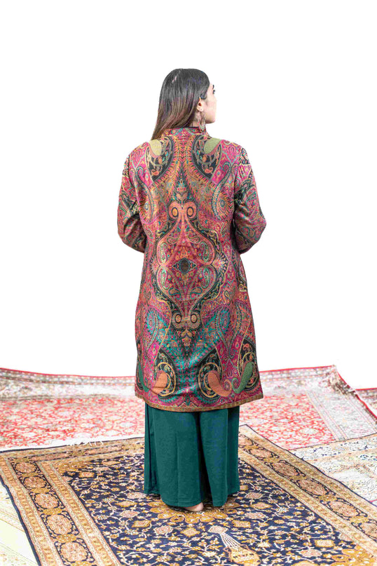 Kashmiri Kani With Aari Embrodiery Jacket - Designer Purple | Silk Long - Kashmir Jama
