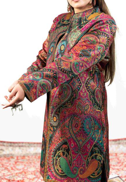Kashmiri Kani With Aari Embrodiery Jacket - Designer Purple | Silk Long - Kashmir Jama