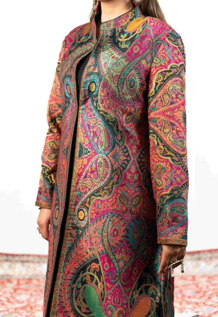 Kashmiri Kani With Aari Embrodiery Jacket - Designer Purple | Silk Long - Kashmir Jama