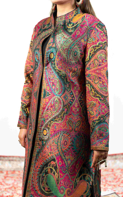 Kashmiri Kani With Aari Embrodiery Jacket - Designer Purple | Silk Long - Kashmir Jama