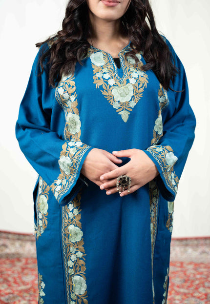 Kashmiri Aari Work Phiran - Lapis Blue - Kashmir Jama