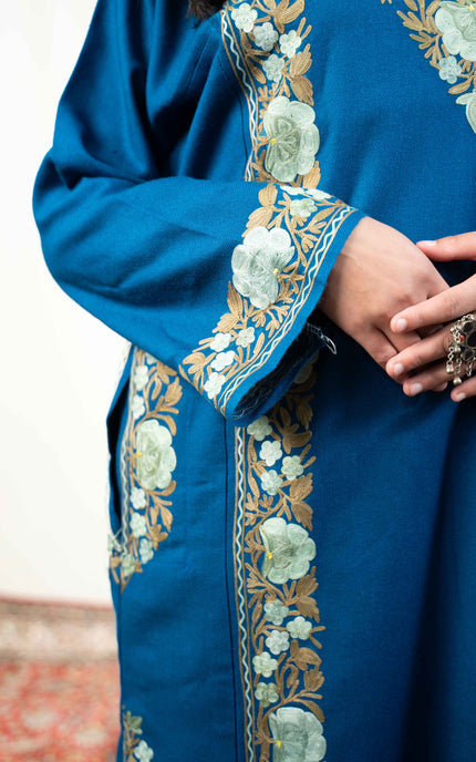 Kashmiri Aari Work Phiran - Lapis Blue - Kashmir Jama