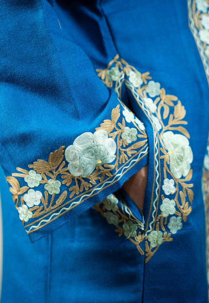 Kashmiri Aari Work Phiran - Lapis Blue - Kashmir Jama