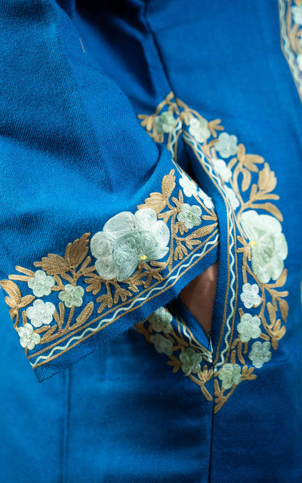 Kashmiri Aari Work Phiran - Lapis Blue - Kashmir Jama