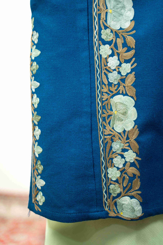 Kashmiri Aari Work Phiran - Lapis Blue - Kashmir Jama