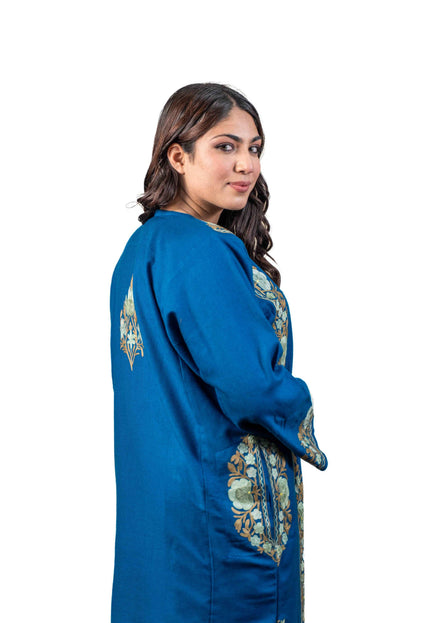Kashmiri Aari Work Phiran - Lapis Blue - Kashmir Jama