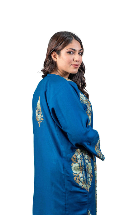 Kashmiri Aari Work Phiran - Lapis Blue - Kashmir Jama