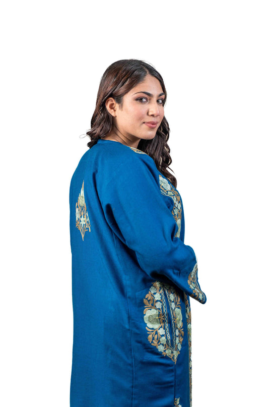 Kashmiri Aari Work Phiran - Lapis Blue - Kashmir Jama