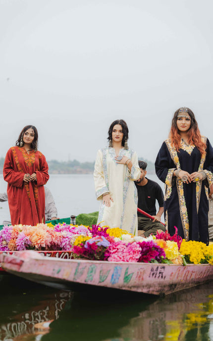 Kashmiri Pastel Aari Work Phiran - Black | Abshar - Kashmir Jama