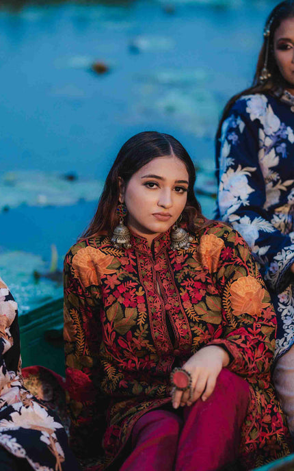 Kashmiri Jamawar Aari Work Jacket - Black | Pashm - Kashmir Jama