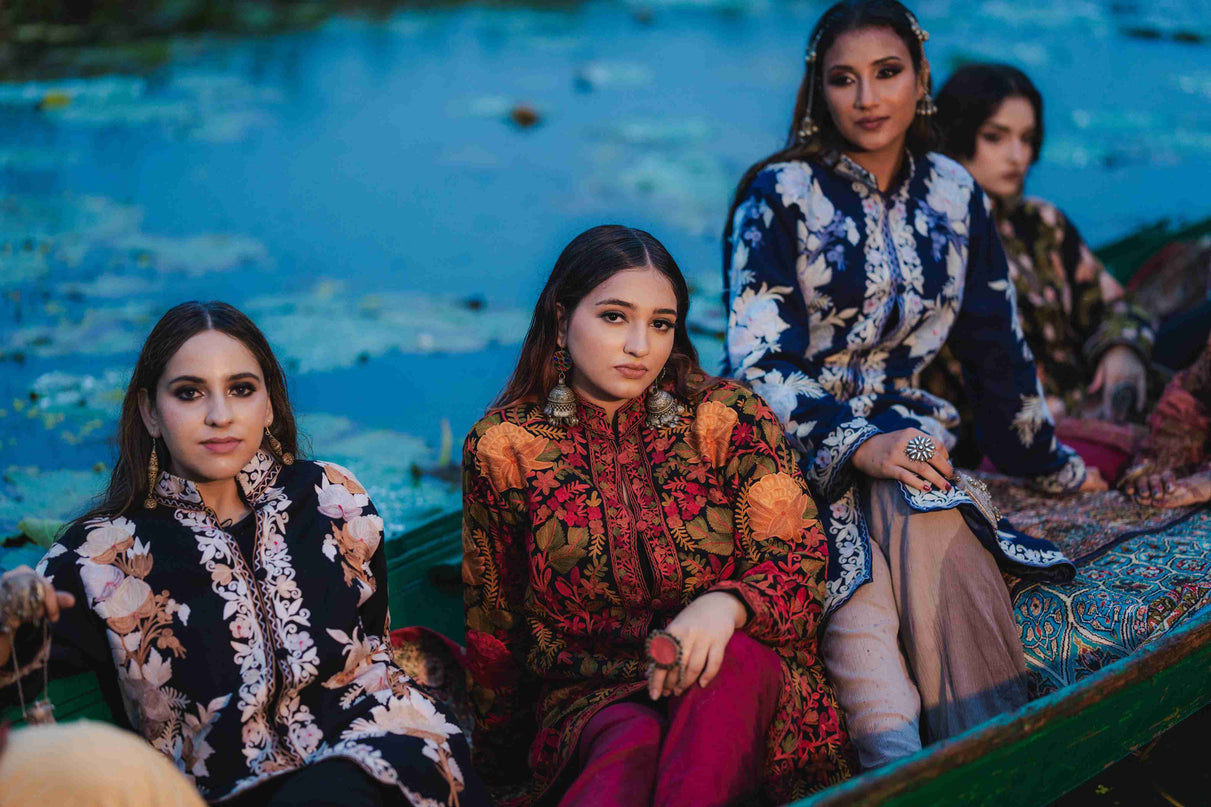 Kashmiri Jamawar Aari Work Jacket - Black | Pashm - Kashmir Jama